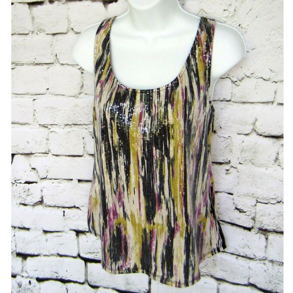 Love, Fire Sequin Tank Size M Medium Racerback, Lined front EUC buckle - Picture 2 of 6